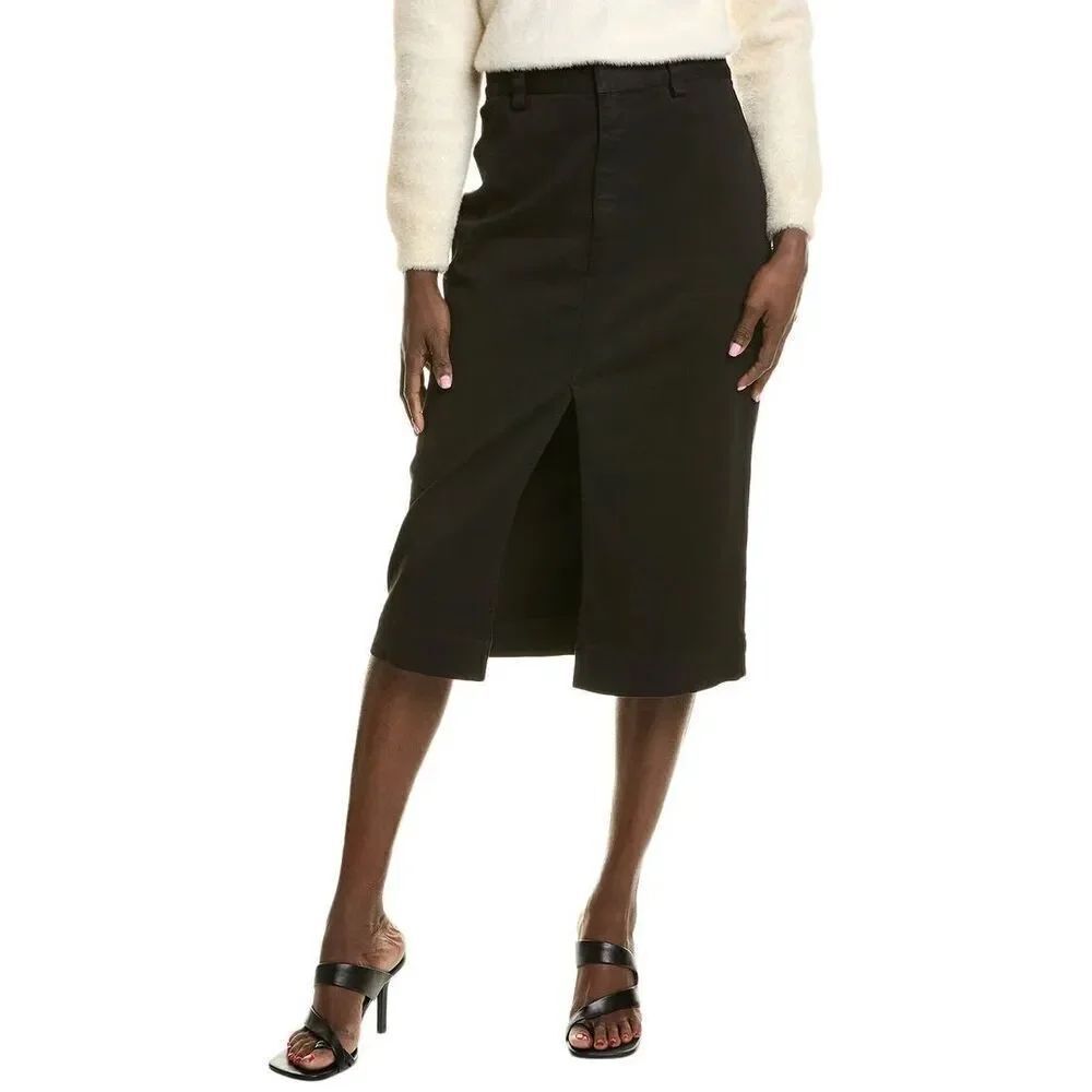 NWT Enza Costa Black Soft Touch Denim Midi Skirt Size 1 (XS/S) $395 MSRP